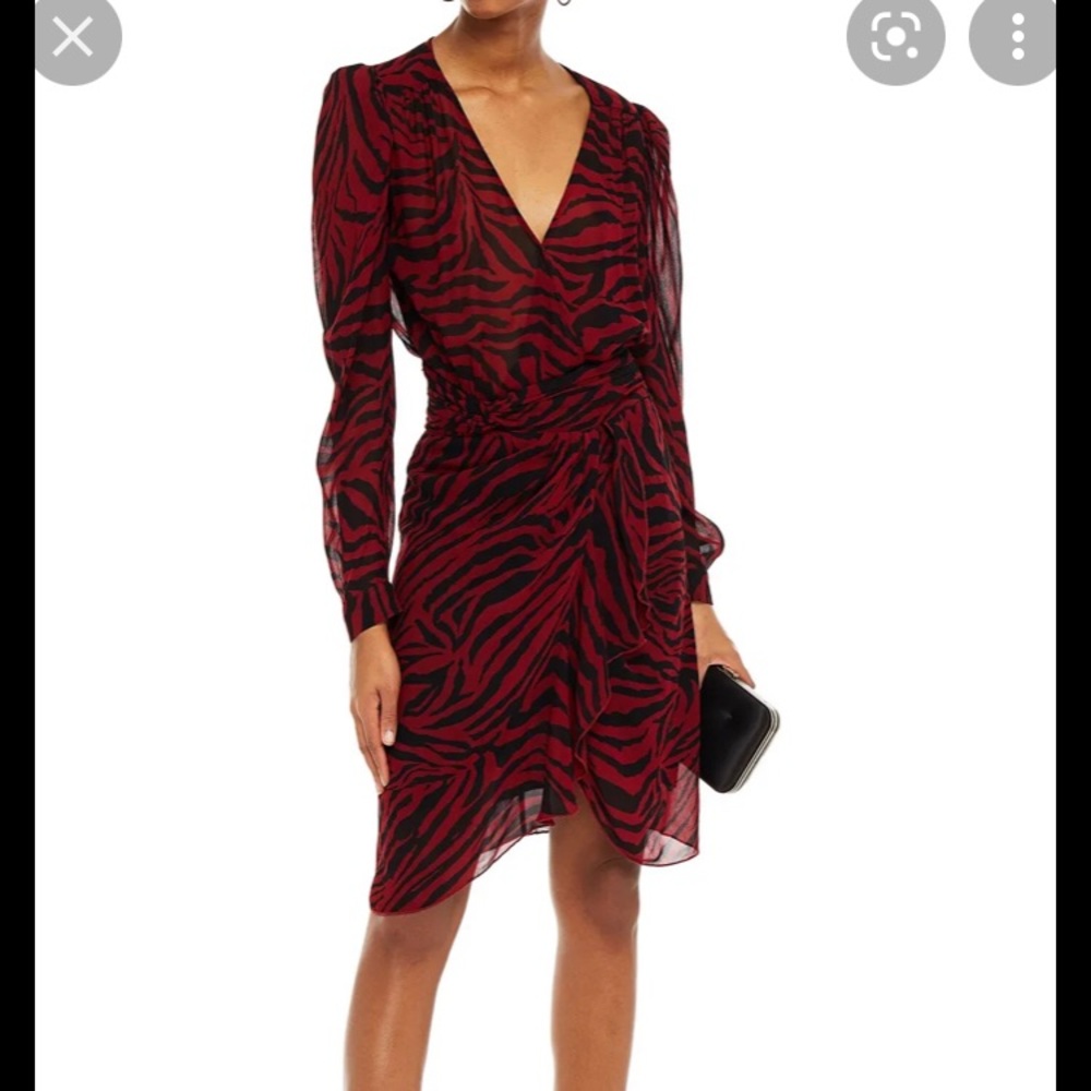 ba&sh Saphir wrap-effect tiger-print georgette cocktail dress